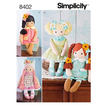 Simplicity Sewing Pattern 8402 (OS) - 23" Stuffed Dolls with Clothes  SS8402.OS One Size