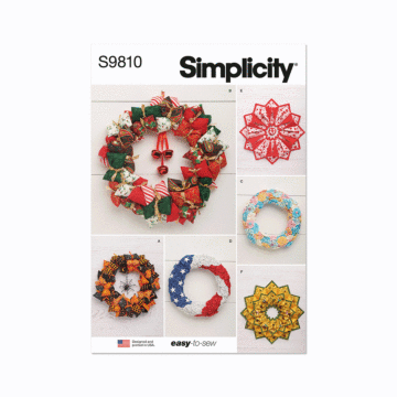 Simplicity Sewing Pattern 9810 (OS) Seasonal Wreaths  ONE SIZE