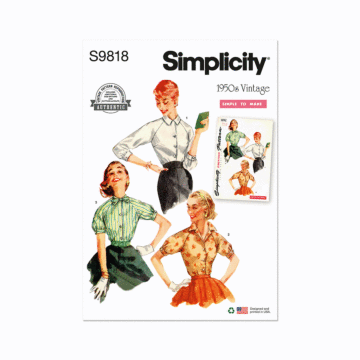 Simplicity Sewing Pattern 9818 (H5) Misses' Blouses  6-8-10-12-14