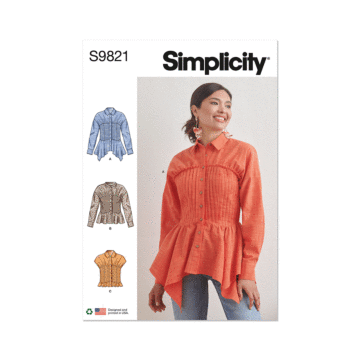 Simplicity Sewing Pattern 9821 (H5) Misses' Blouse  6-8-10-12-14