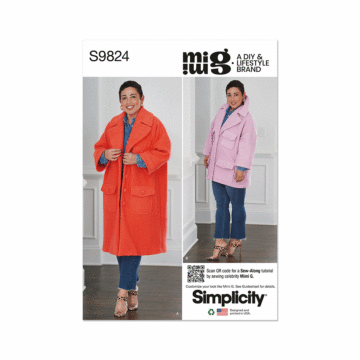 Simplicity Sewing Pattern 9824 (A) Misses' Coat by Mimi G Style  XS-S-M-L-XL