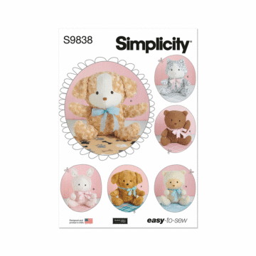 Simplicity Sewing Pattern 9838 (OS) Plush Animals Elaine Heigl Designs  ONE SIZE
