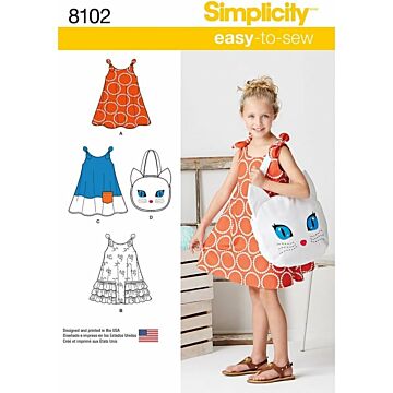 Simplicity Sewing Pattern 8102 (A) Childs Sundress and Tote Age 3 - 8