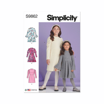 Simplicity Sewing Pattern 9862 (K5) Children's & Girls' Knit Dresses  7-8-10-12-14