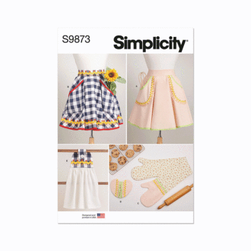 Simplicity Sewing Pattern 9873 (A) Apron and Kitchen Accessories  S-M-L