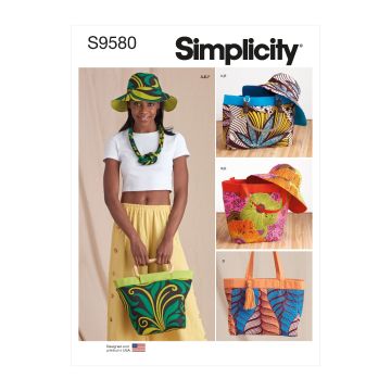 Simplicity Sewing Pattern 9580 (A) - Bags Hat & Necklace One Size