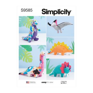 Simplicity Sewing Pattern 9585 (OS) - Plush Dinosaurs One Size