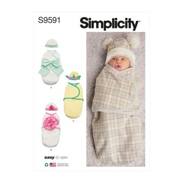 Simplicity Sewing Pattern 9591 (A) - Babies Buntings & Hats XXS-M