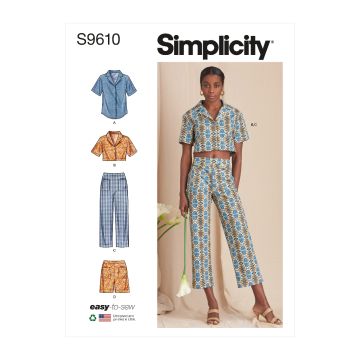 Simplicity Sewing Pattern 9610 (U5) - Misses Top, Pants & Shorts 16-24