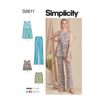 Simplicity Sewing Pattern 9611 (D5) - Misses Tunic, Top Pants & Shorts 4-12
