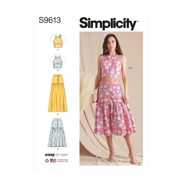 Simplicity Sewing Pattern 9613 (D5) - Misses Top & Skirts 4-12