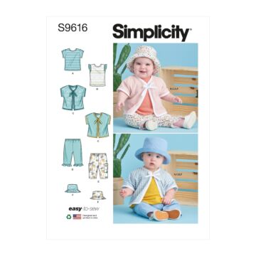 Simplicity Sewing Pattern 9616 (A) - Baby TShirt,  Jacket, Pants & Hat XS-XL