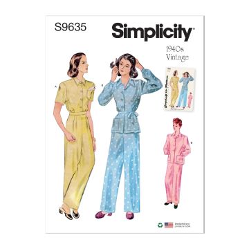 Simplicity Sewing Pattern 9635 (H5) - Misses Vintage Lounge Top Pants 6-14