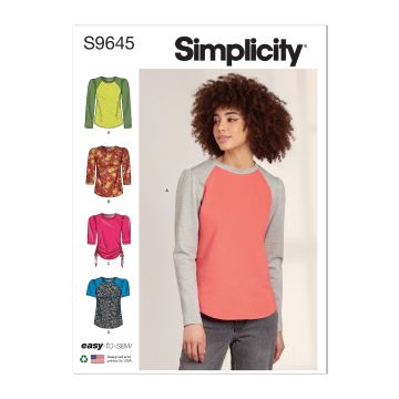 Simplicity Sewing Pattern 9645 (A) - Misses Knit Tops XS-XXL