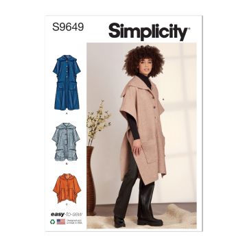 Simplicity Sewing Pattern 9649 (A) - Misses Ponchos S-XXL