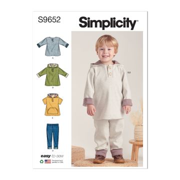 Simplicity Sewing Pattern 9652 (A) - Toddlers Tops & Pants Age 6m-4y