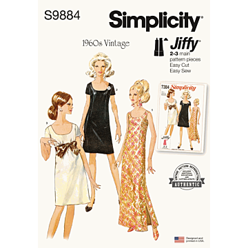 Simplicity Sewing Pattern 9884 (U5) Misses Dress in Two Lengths  16-24