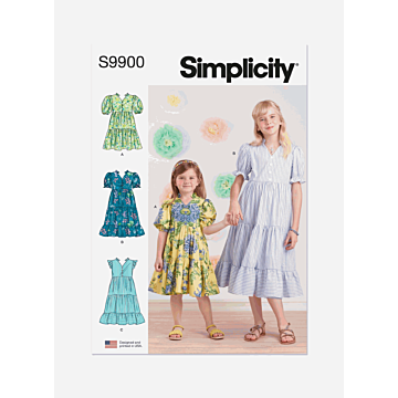 Simplicity Sewing Pattern 9900 (HH) Children & Girl Dress with Sleeve  3-6