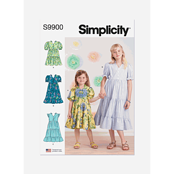 Simplicity Sewing Pattern 9900 (K5) Child & Girls Dress with Sleeve  7-14