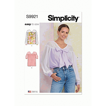 Simplicity Sewing Pattern 9921 (Y5) Misses Top with Sleeve Varia  18-26