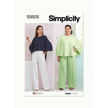 Simplicity Sewing Pattern 9926 (BB) Miss & Women Tops & Pants  20W-28W