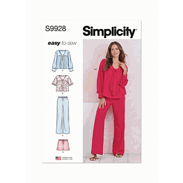Simplicity Sewing Pattern 9928 (A) Misses Lounge Tops & Shorts  XS-XXL