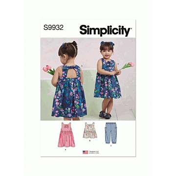 Simplicity Sewing Pattern 9932 (A) Toddlers Dress Top and Pants  6m-4y