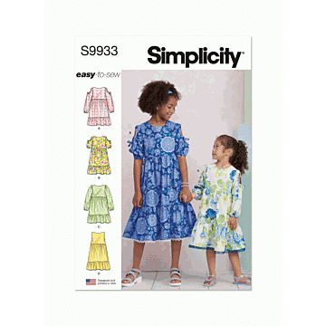 Simplicity Sewing Pattern 9933 (K5) Child & Girls Dress with Sleeve  7-14