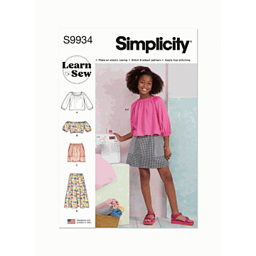 Simplicity Sewing Pattern 9934 (A) Girls Tops and Skirts  7-14