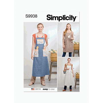 Simplicity Sewing Pattern 9938 (A) Misses Pullover Aprons  XS-XL
