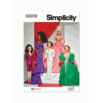 Simplicity Sewing Pattern 9939 (OS) Doll Clothes by Andrea Schewe Design  OS