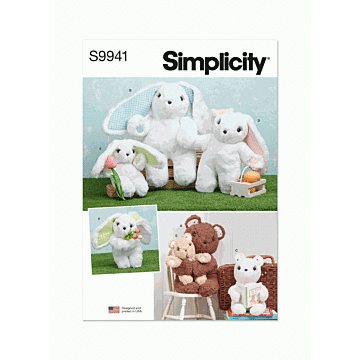 Simplicity Sewing Pattern 9941 (OS) Plush Bears & Bunnies in 3 Sizes  OS