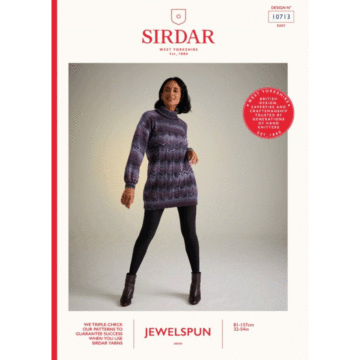 Sirdar Jewelspun Aran Night Blooming Roll Neck 10713 Knitted Pattern PDF  