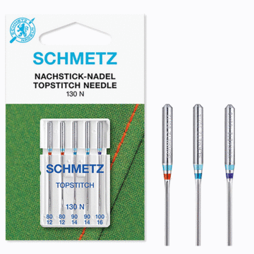 Schmetz Sewing Machine Needles: Top-stitch  80(12)-100(16) x 5pcs