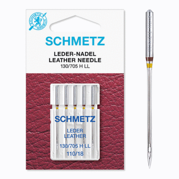 Schmetz Sewing Machine Needles: Leather LL  110(18) x 5 Pieces