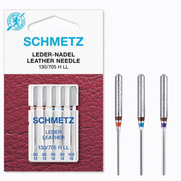 Schmetz Sewing Machine Needles: Leather LL  Assorted 80(12)-100(16) x 5pcs