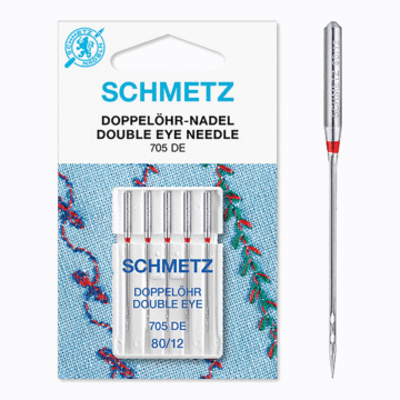 Schmetz Sewing Machine Needles: Double Eye  80(12) x 5pcs