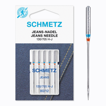 Schmetz Sewing Machine Needles: Jeans  80(12) x 5pcs