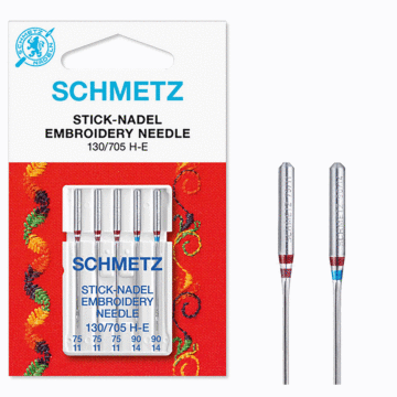 Schmetz Sewing Machine Needles: Embroidery  Assorted 75(11)-90(14) x 5pcs
