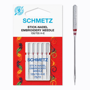 Schmetz Sewing Machine Needles: Embroidery  75(11) x 5pcs