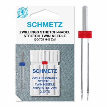 Schmetz Sewing Machine Needles: Stretch Twin  75(11) x  2.5mm x 1 Pce
