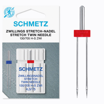 Schmetz Sewing Machine Needles: Stretch Twin  75(11) x 4.0mm x 1 Pcs