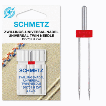 Schmetz Sewing Machine Needles: Universal Twin  80(12) x 4.0mm x 1pc