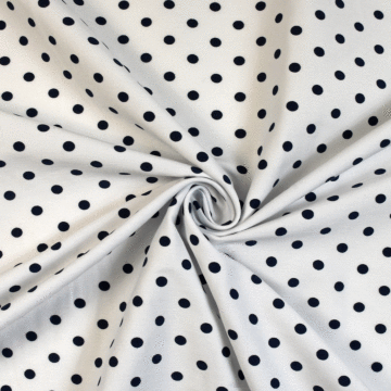 Spot Stretch Cotton Twill Fabric White 150cm