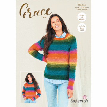Stylecraft Grace Aran Ladies Sweaters 10014 Pattern Download  