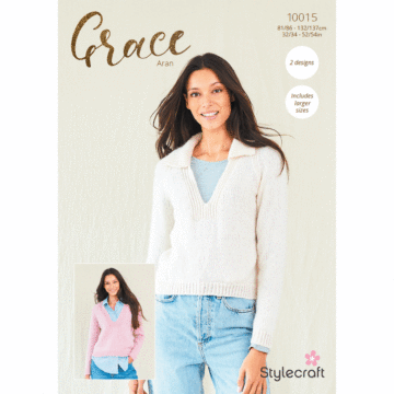 Stylecraft Grace Aran Ladies Sweaters 10015 Pattern Download  