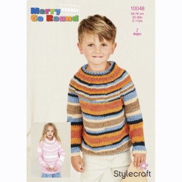 Stylecraft Merry Go Round Chunky Kids Sweater 10048 Knitting Pattern PDF  