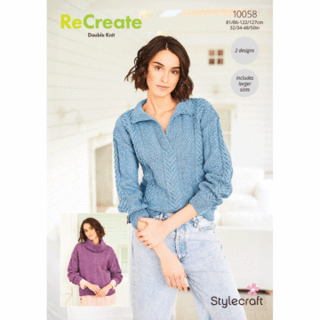 Stylecraft ReCreate DK Ladies Sweaters 10058 Knitting Pattern Download  