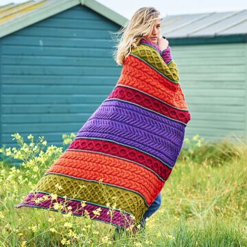 Cablemagoria Knit-Along Blanket in Stylecraft Highland Heathers by Stuart Hillard - Monarch Colourway