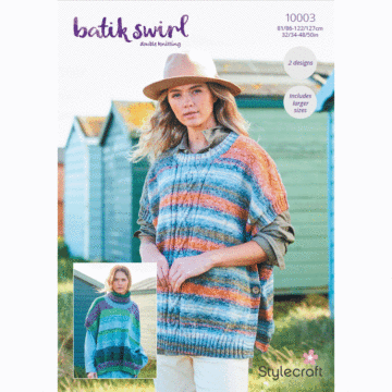 Stylecraft Batik Swirl DK Ladies Ponchos 10003 Knitting Pattern Download  